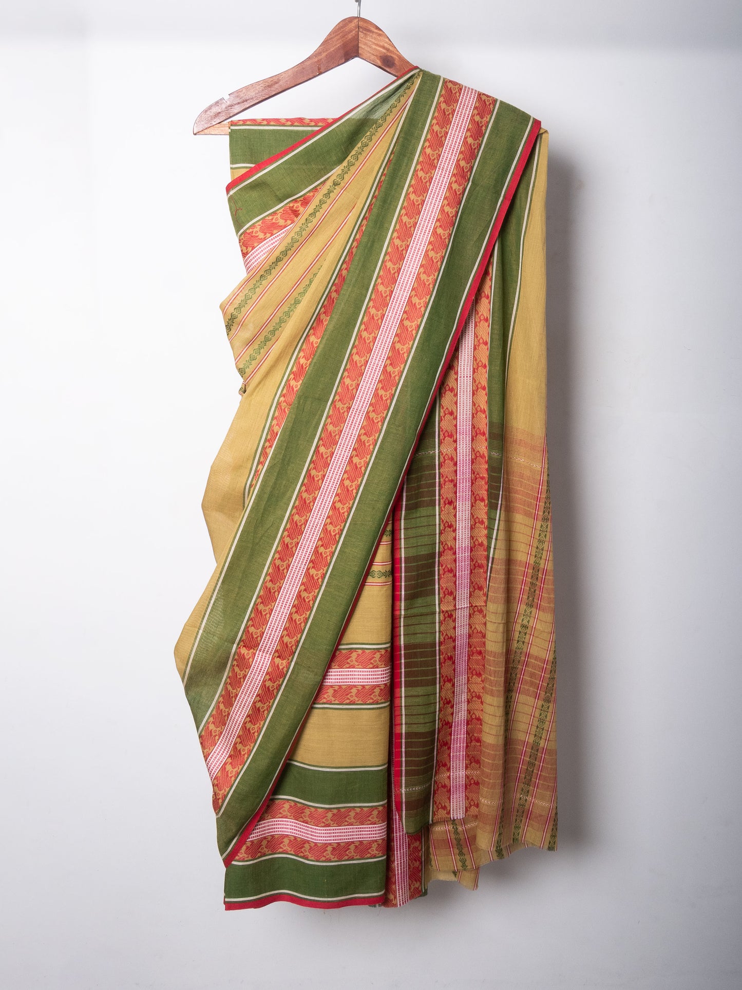 Green Dhaniakhali Soft Cotton Woven Saree