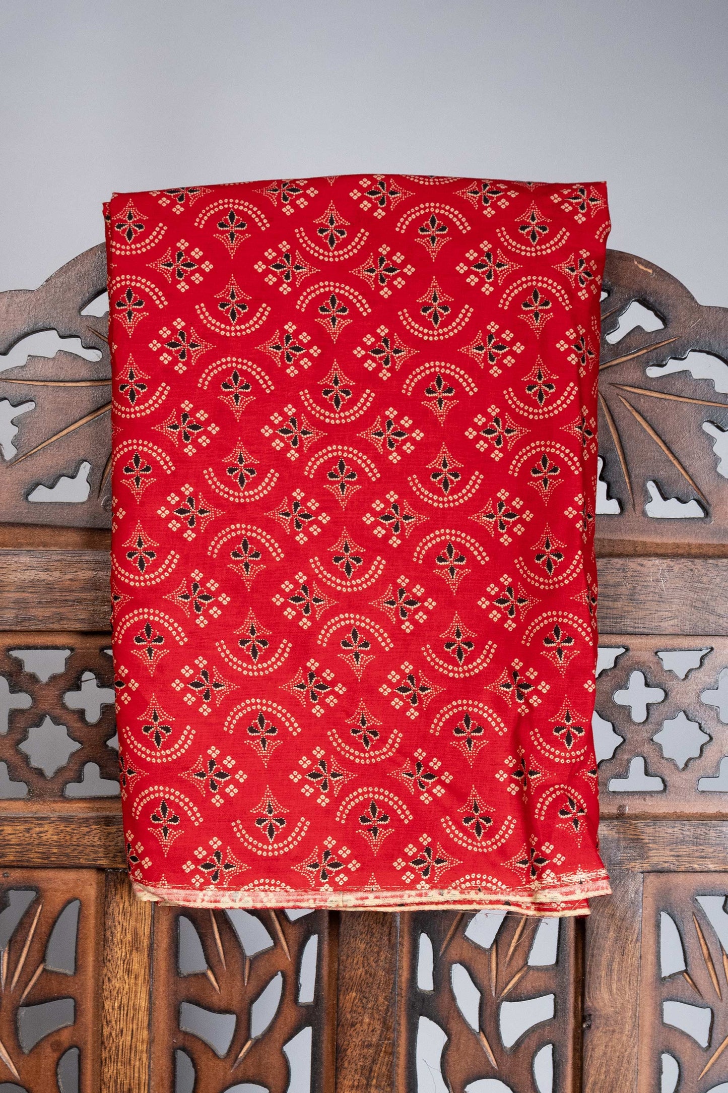 Red Block Printed Blouse Fabric