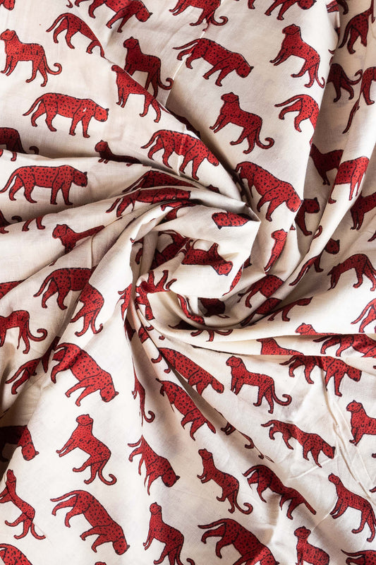 Animal Block Printed Blouse Fabric