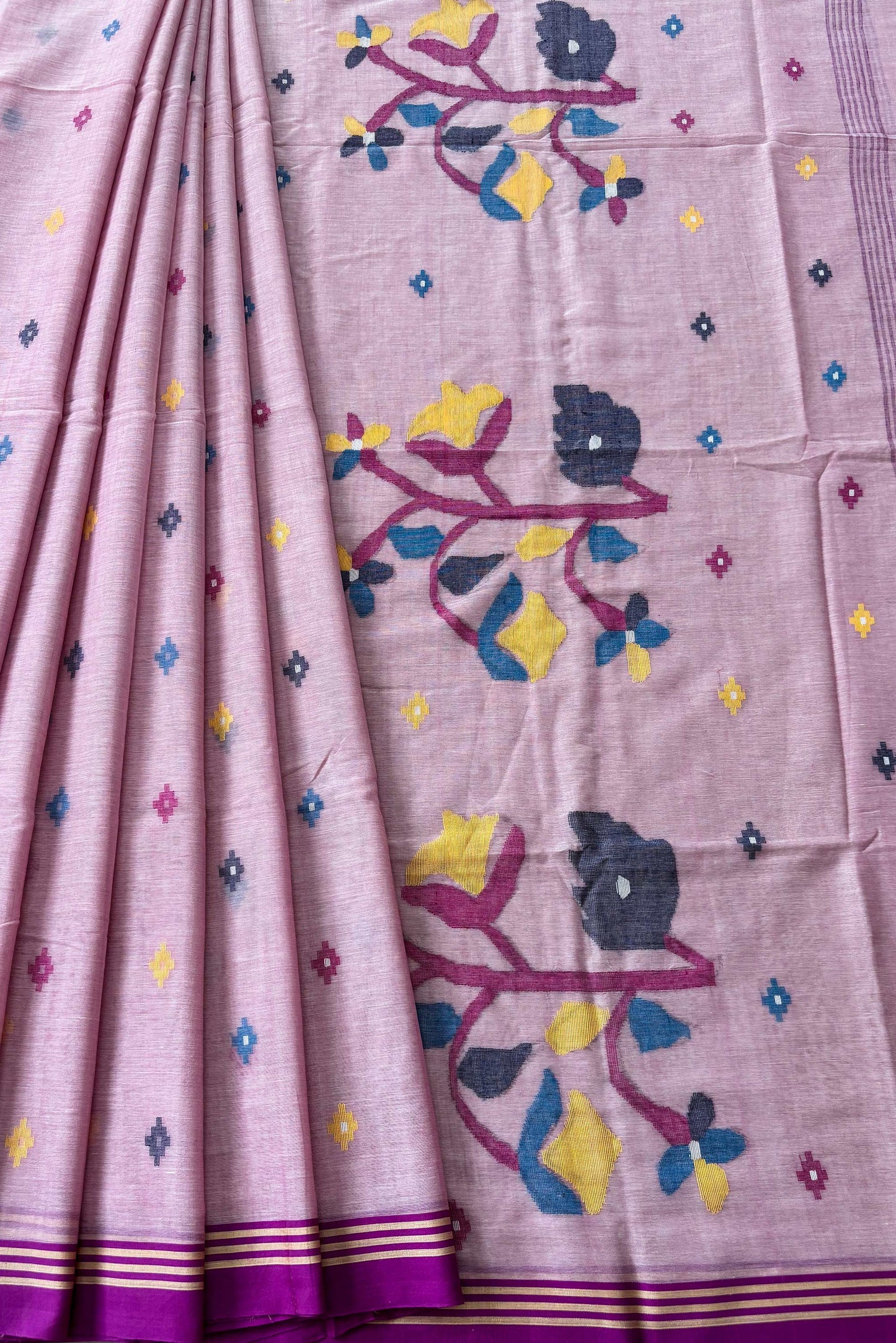 Lilac Dream Purely Handloom Needle Woven Jamdani Saree