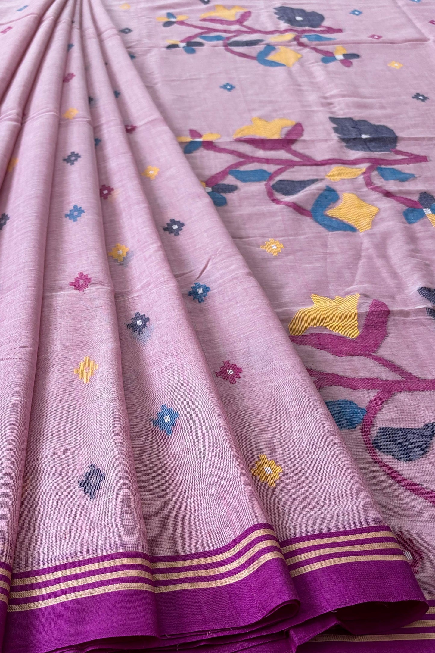Lilac Dream Purely Handloom Needle Woven Jamdani Saree