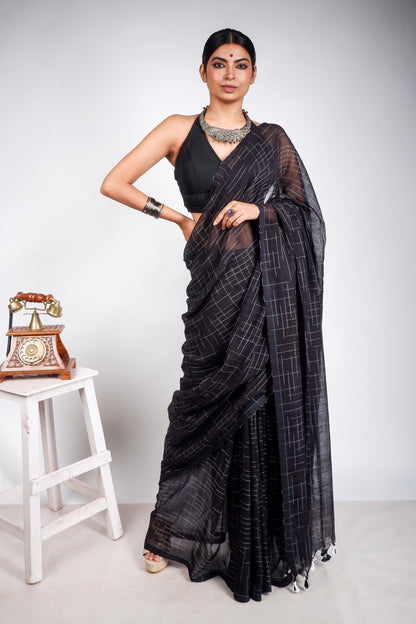 Black Jharna Saree