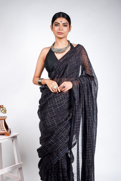 Black Jharna Saree