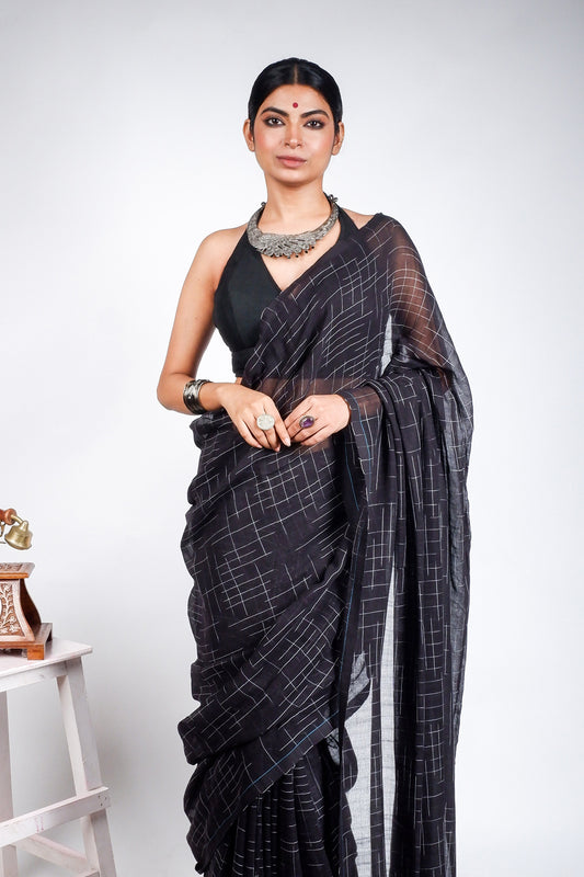 Black Jharna Saree