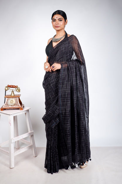 Black Jharna Saree