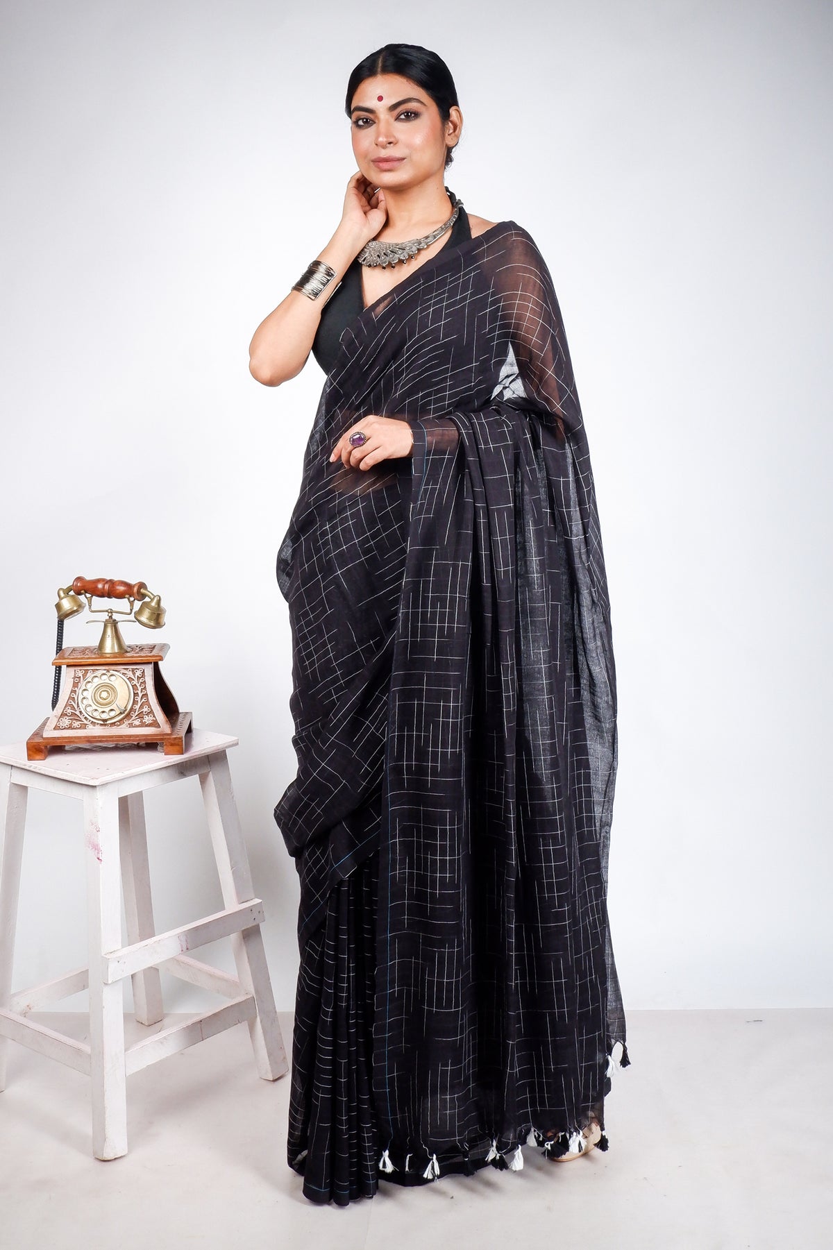 Black Jharna Saree