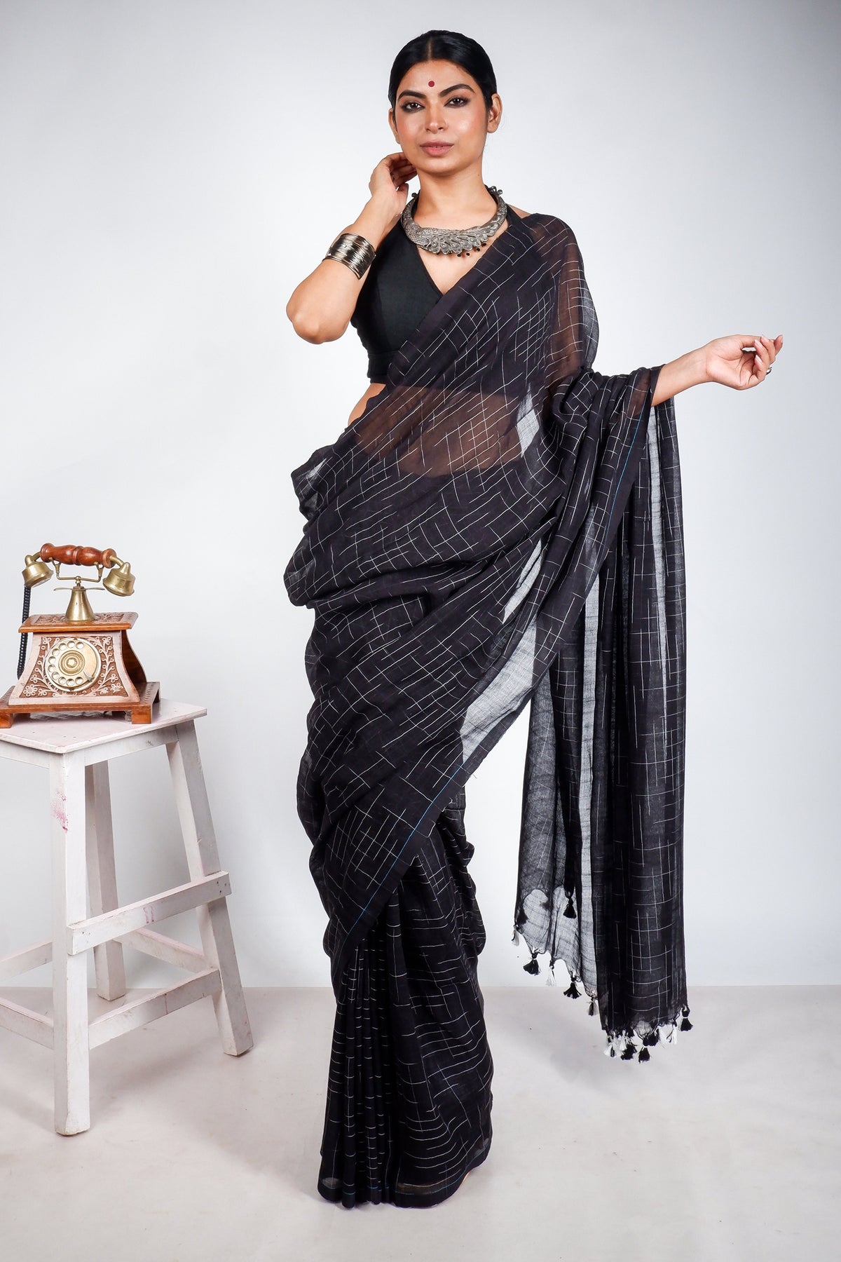 Black Jharna Saree