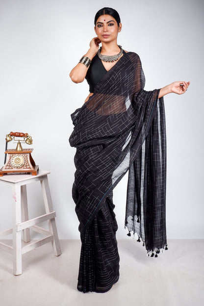 Black Jharna Saree