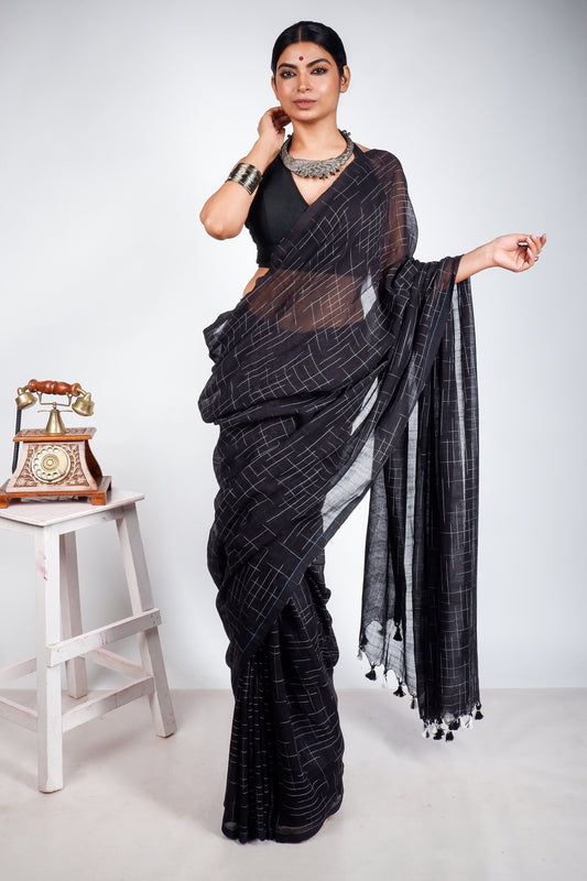 Black Jharna Saree