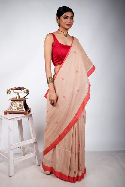 Tussar and Red Jamdani