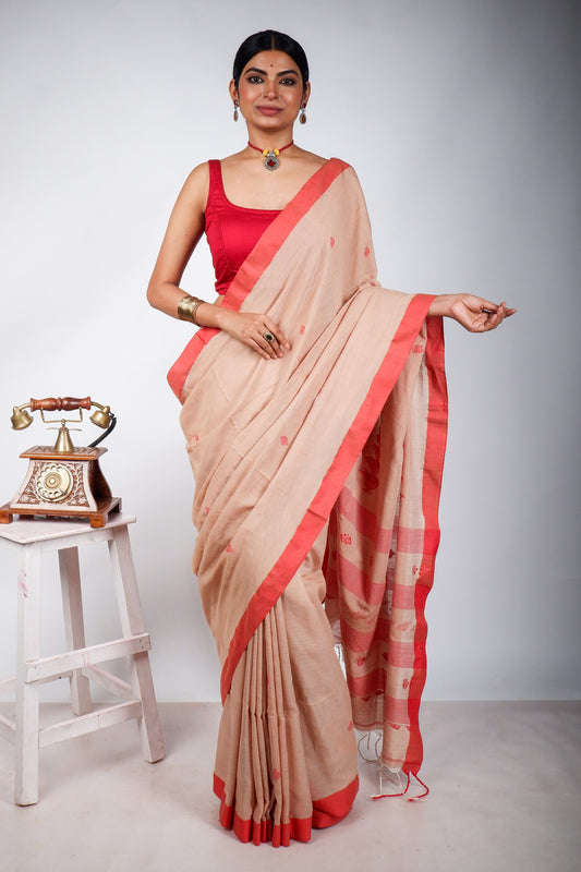 Tussar and Red Jamdani