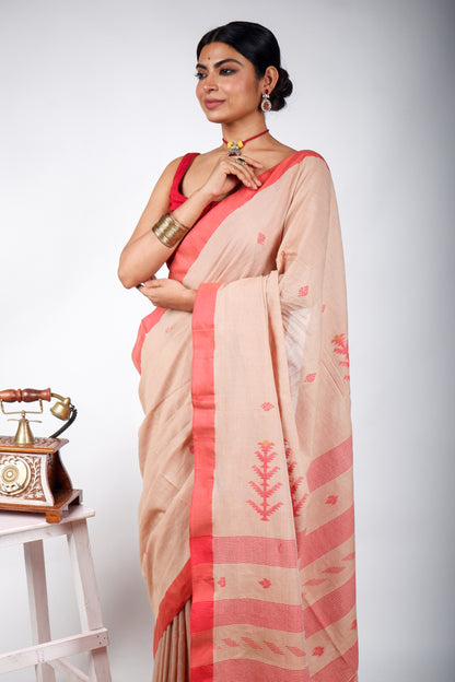 Tussar and Red Jamdani