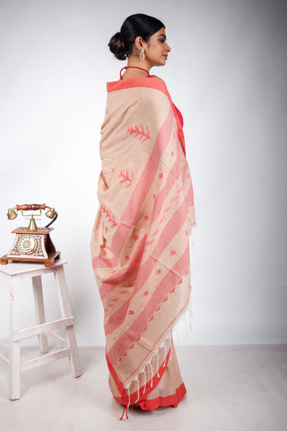 Tussar and Red Jamdani