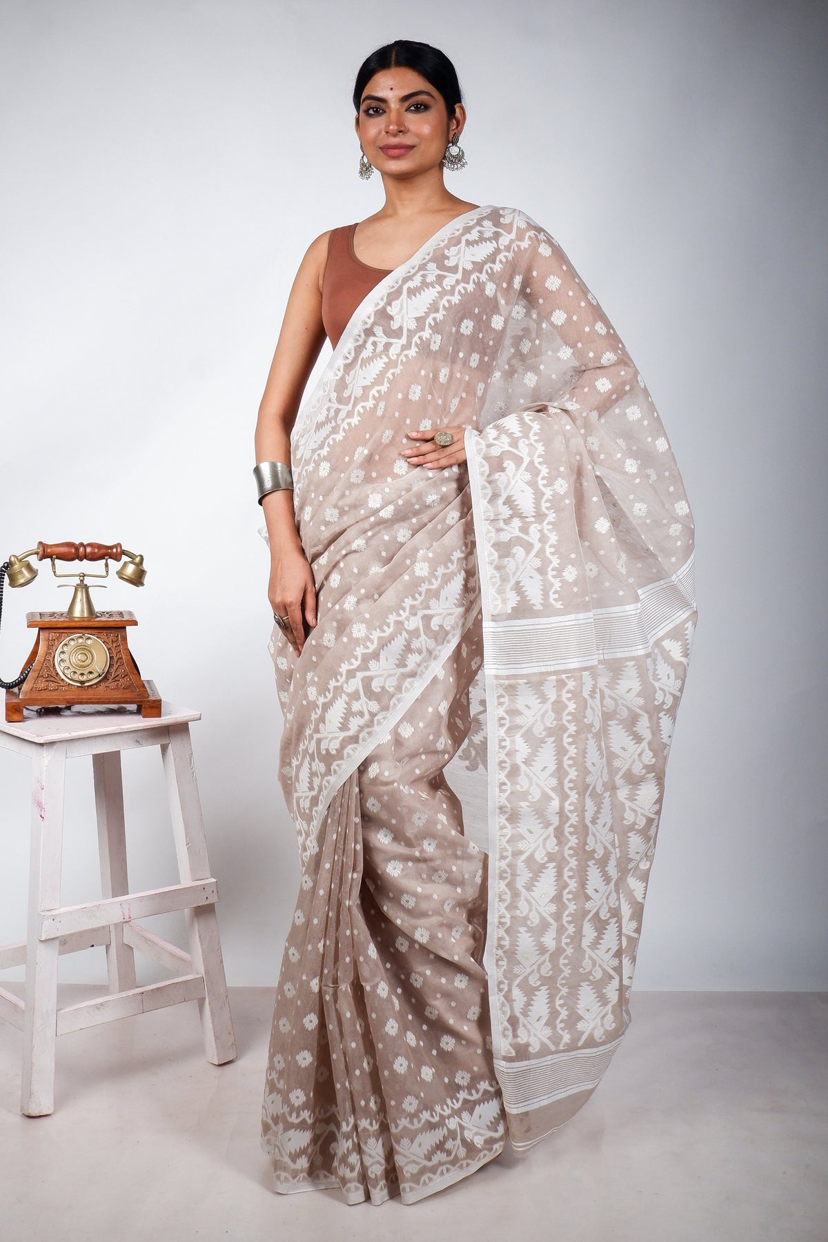 Pastel Bengal Jamdani Saree