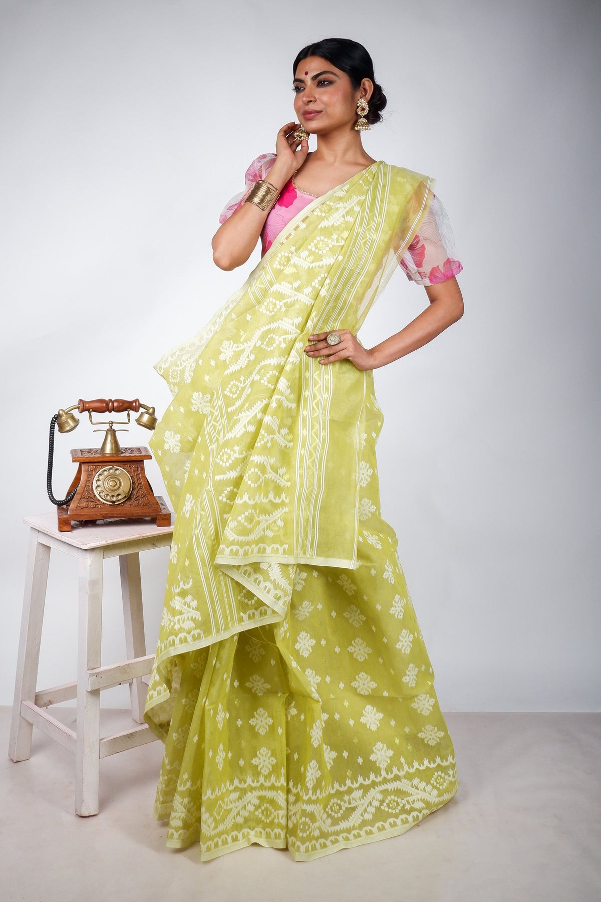 Green Bengal Dhakai Jamdani Saree