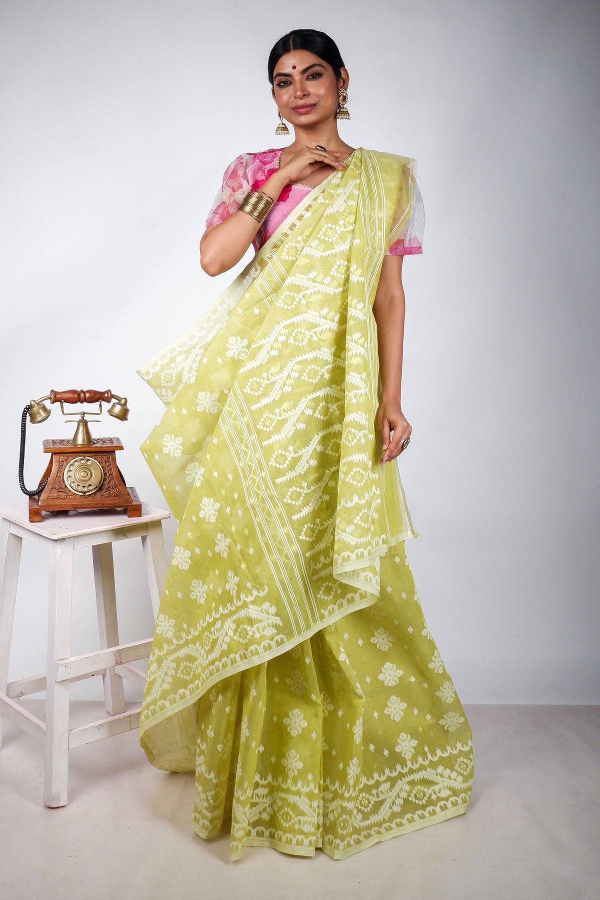 Green Bengal Dhakai Jamdani Saree