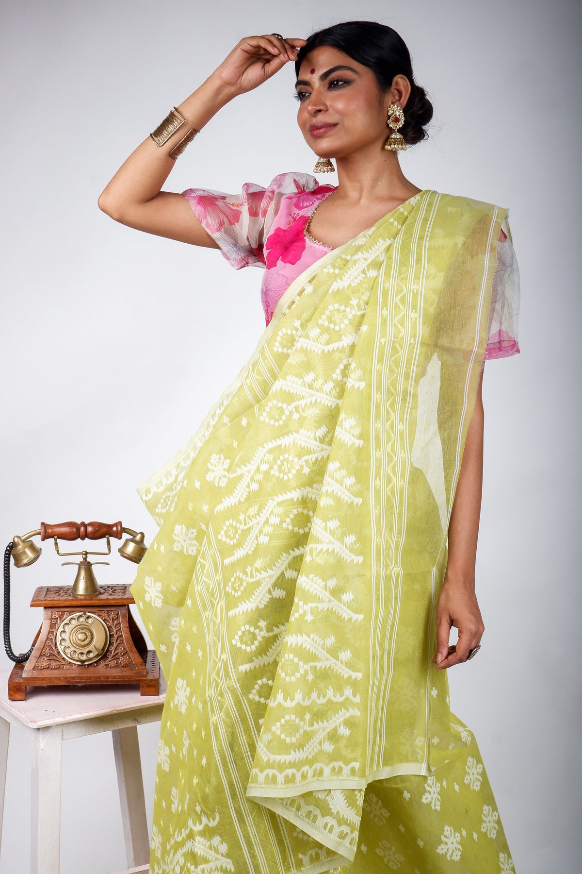 Green Bengal Dhakai Jamdani Saree