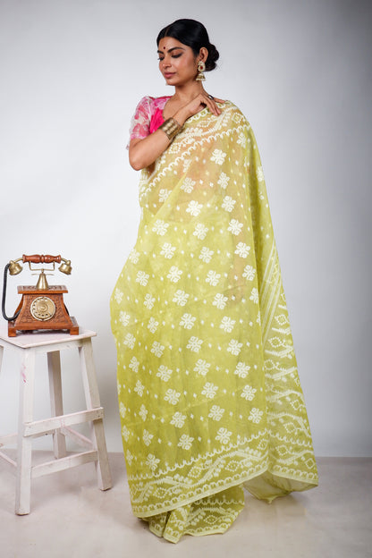 Green Bengal Dhakai Jamdani Saree