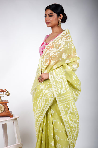 Green Bengal Dhakai Jamdani Saree