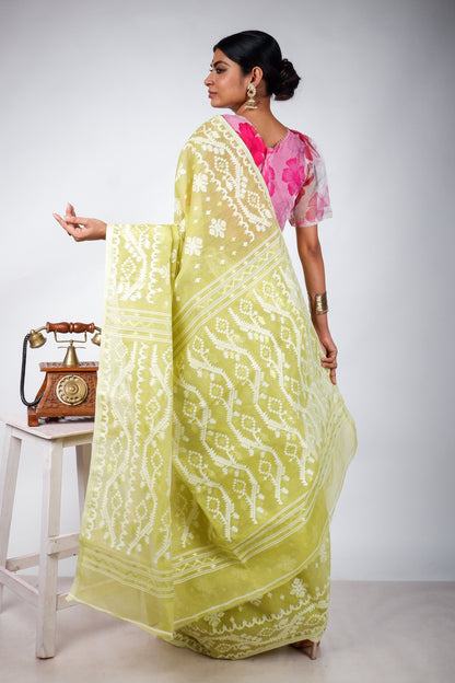 Green Bengal Dhakai Jamdani Saree