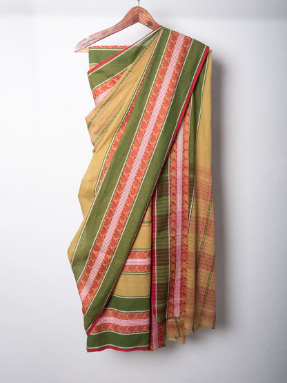 Green Dhaniakhali Soft Cotton Woven Saree