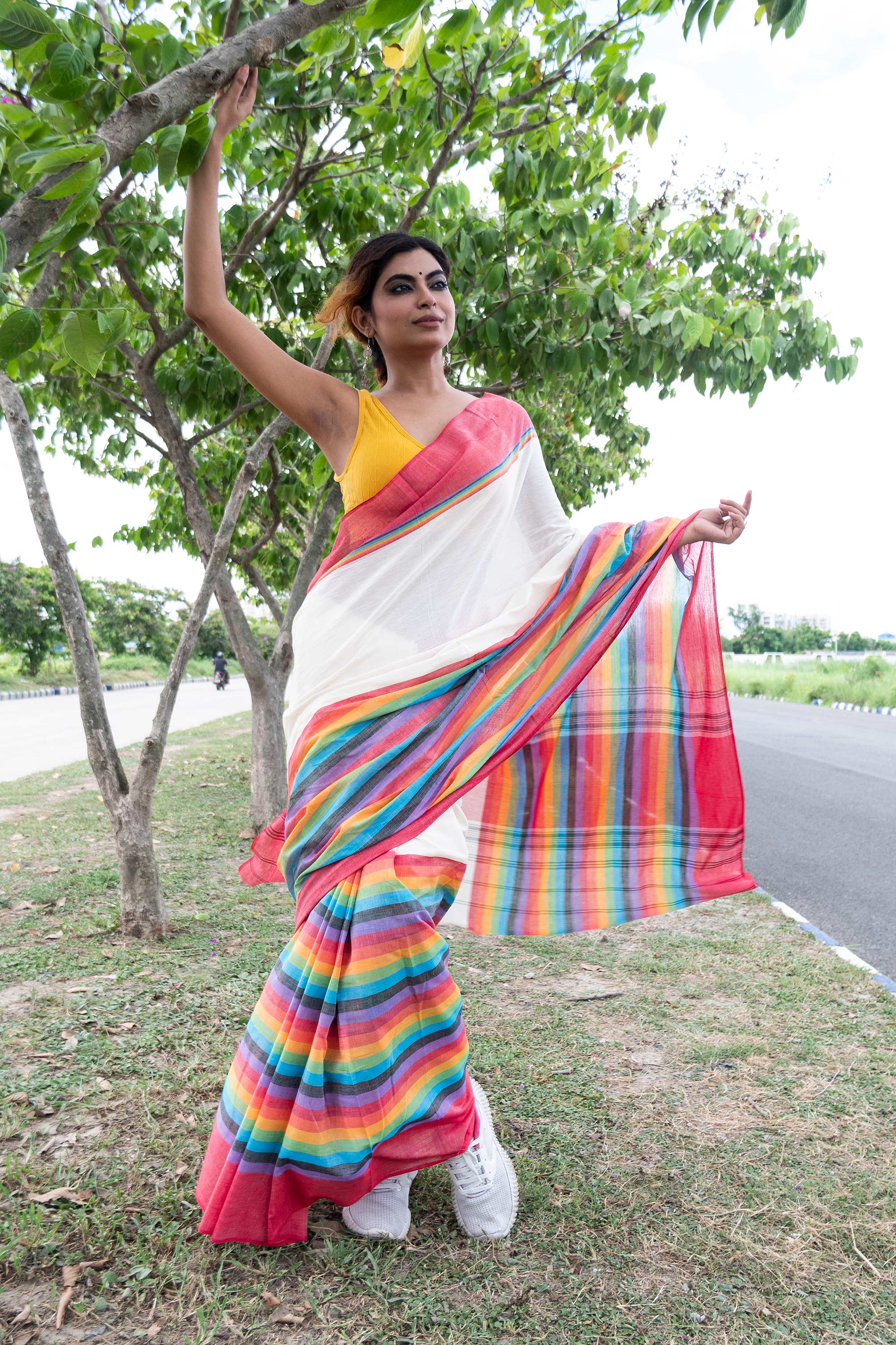 rainbow color saree - Google Search | Saree designs, Georgette sarees,  Fashion