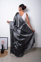 Slate Grey Cotton Tissue Saree
