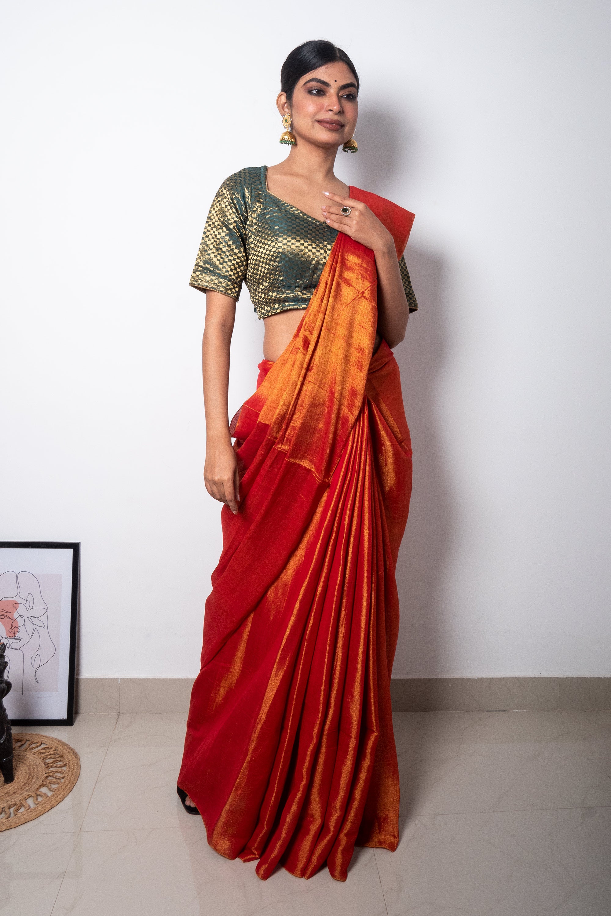 Remember the Roses Red Glass Tissue Saree – kreationbykj