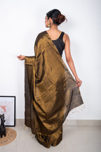 Copper Golden Cotton Tissue Saree