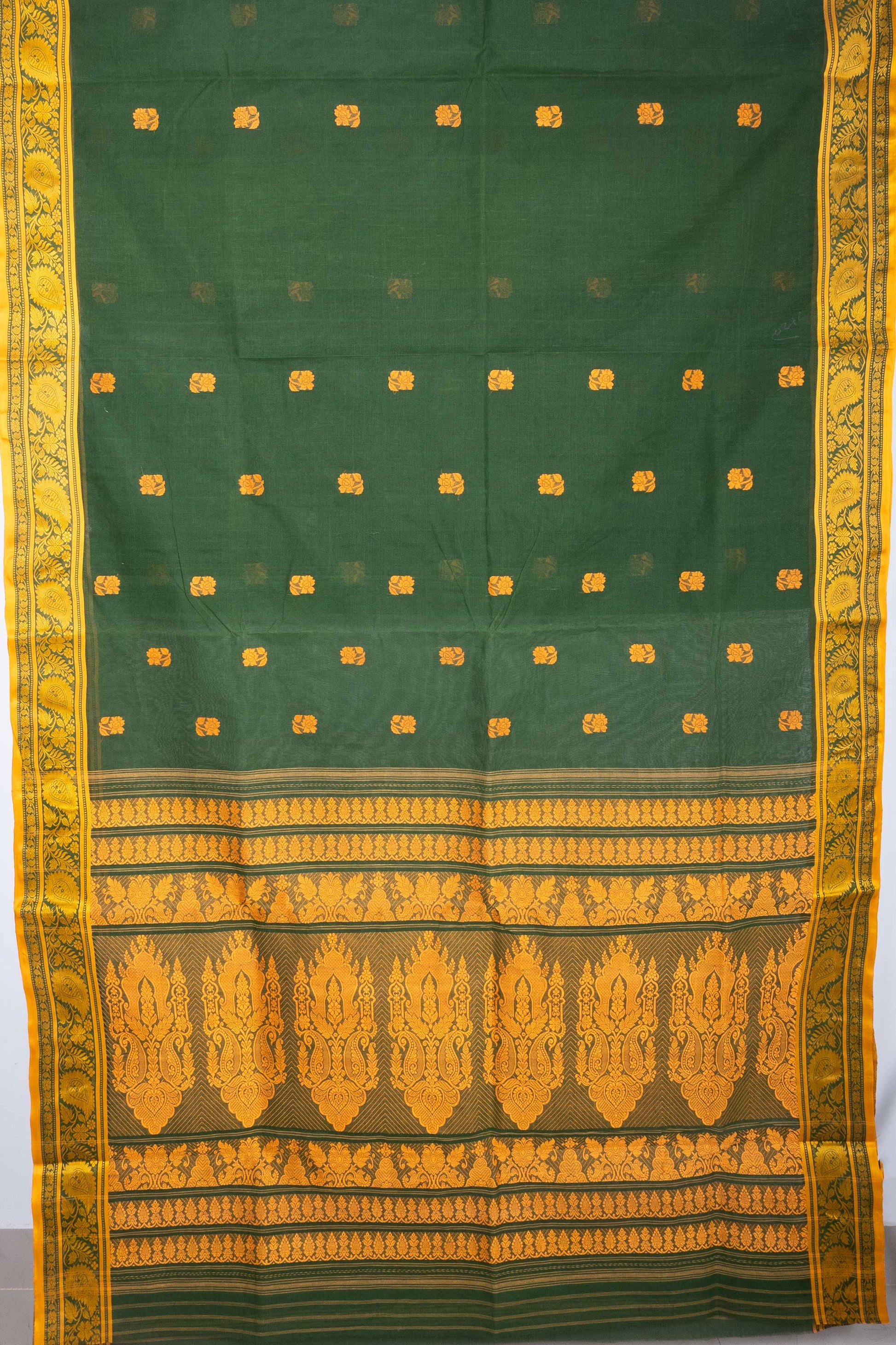 Royal Green Cotton Handloom Woven Baluchari Saree