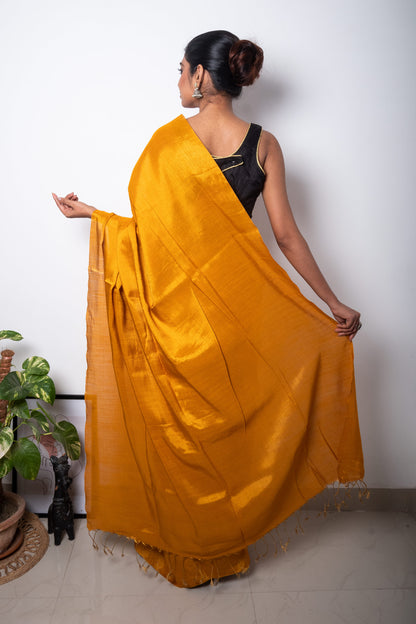 Marigold Yellow Cotton Tissue Saree