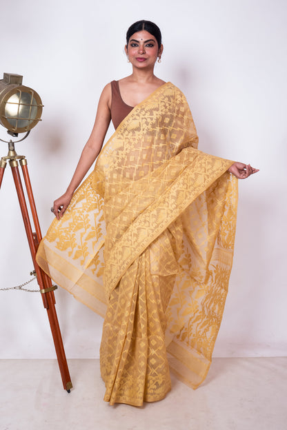 Beige on Beige Bengal Jamdani Saree