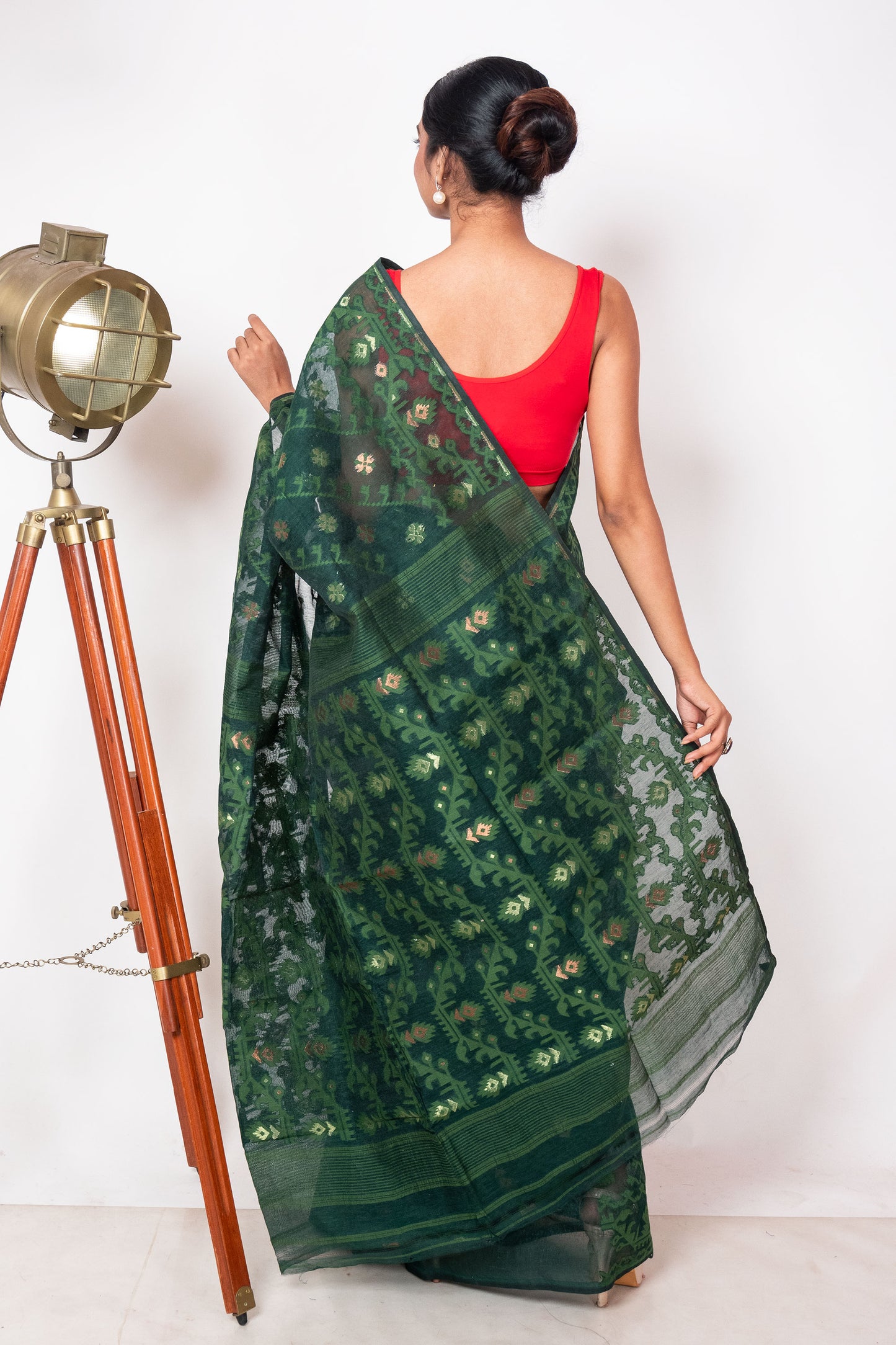 Green on Green Jamdani Saree