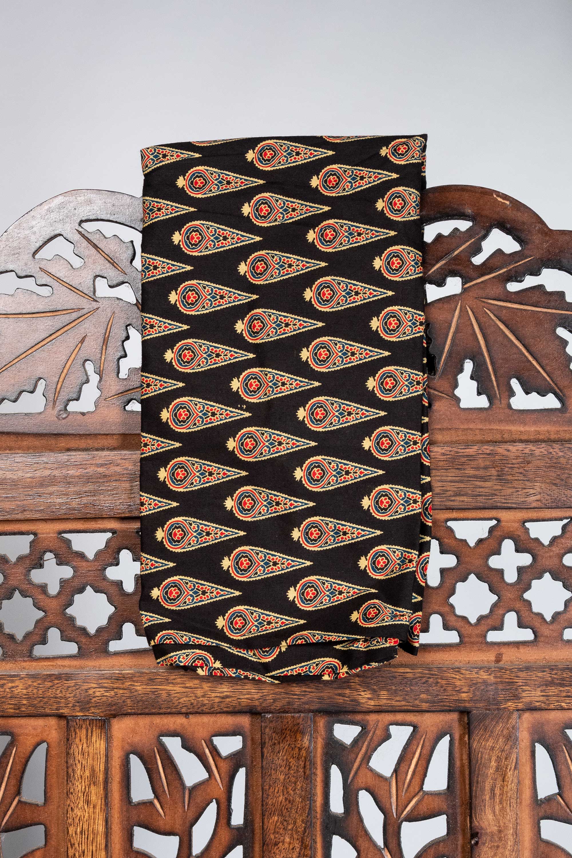 Black Block Printed Blouse Fabric