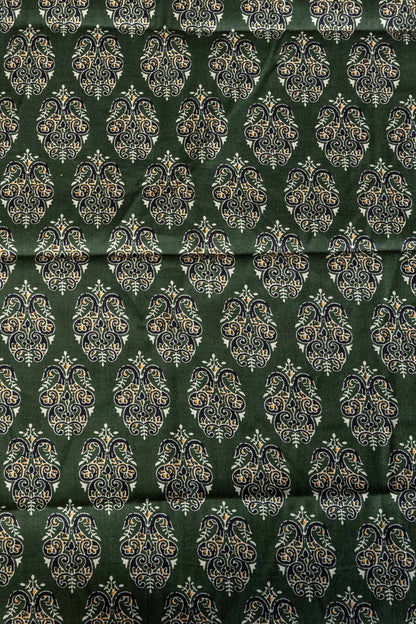 Green Block Printed Blouse Fabric