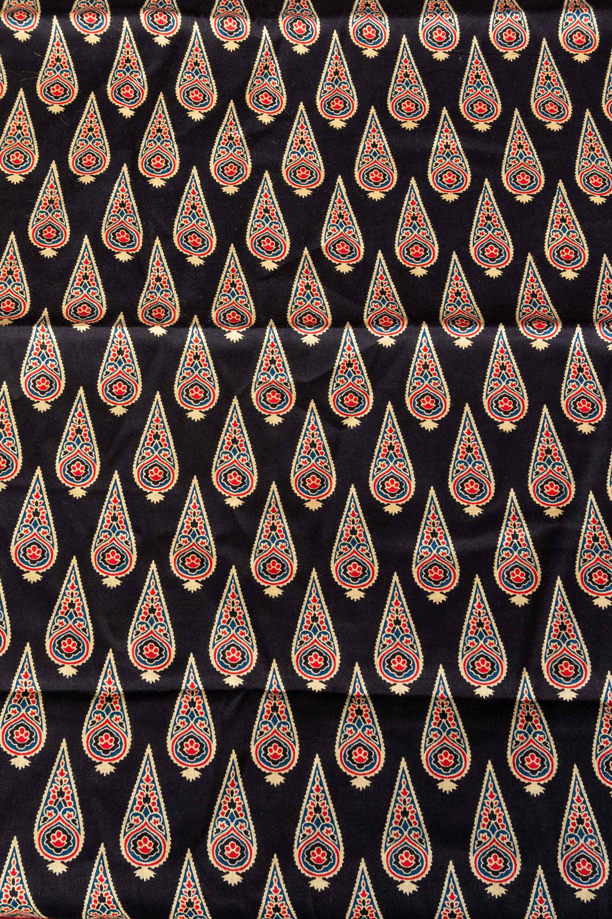 Black Block Printed Blouse Fabric