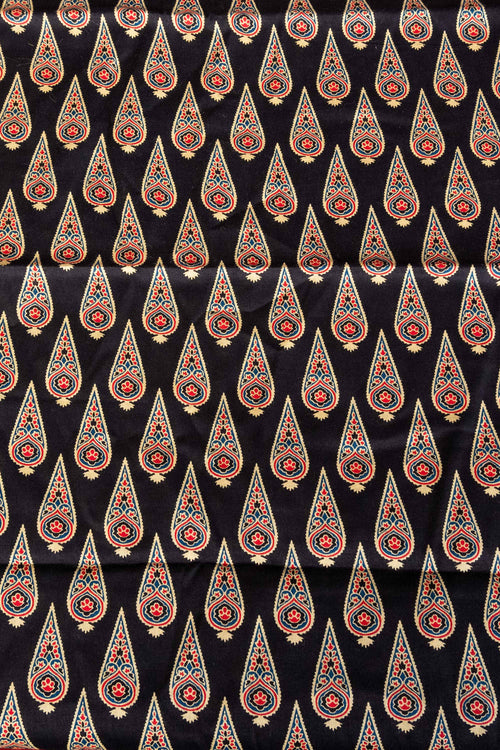 Black Block Printed Blouse Fabric