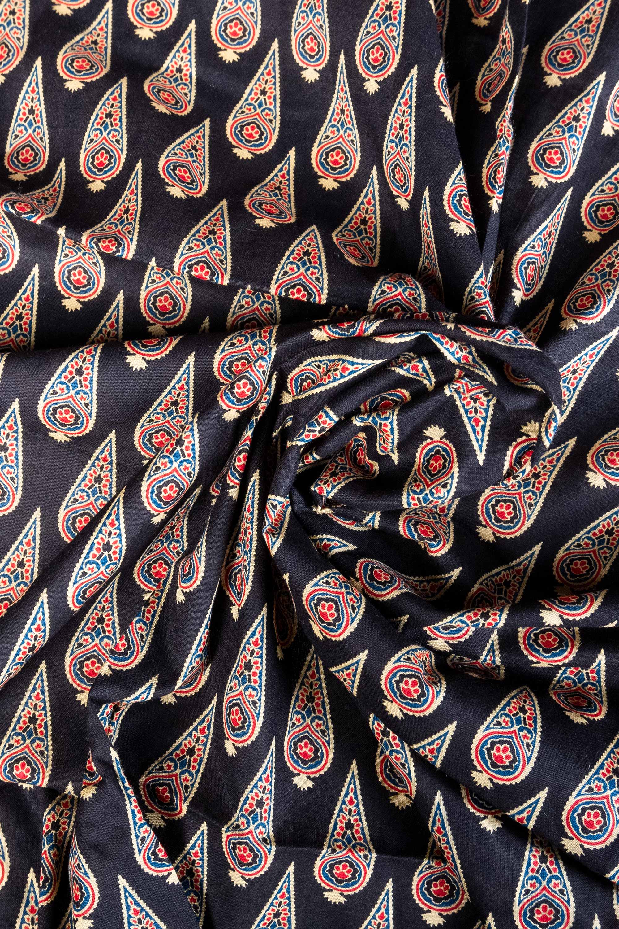 Black Block Printed Blouse Fabric