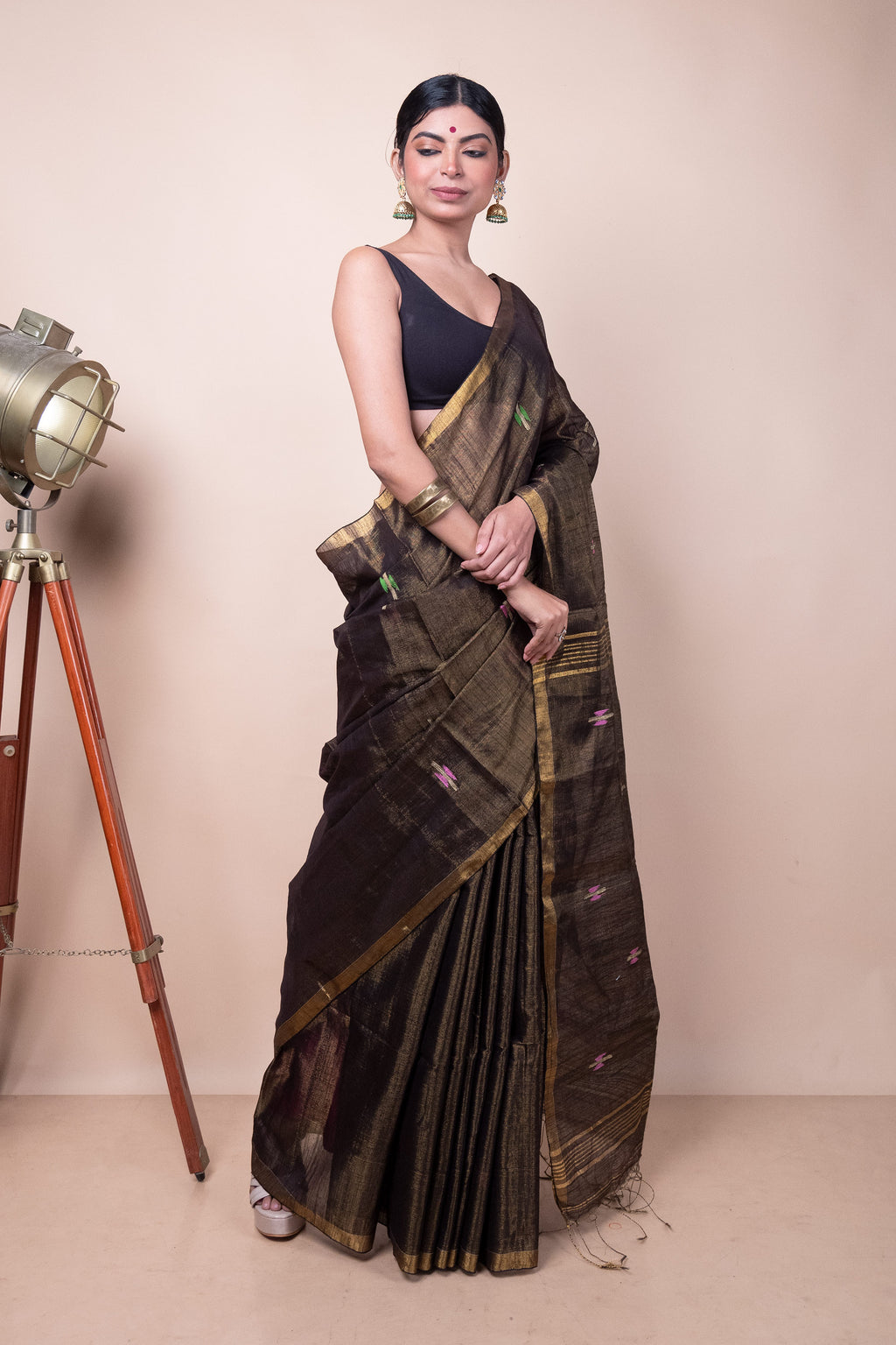 Copper Mixed Tissue Saree with Jamdani Motifs