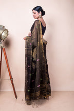 Copper Mixed Tissue Saree with Jamdani Motifs