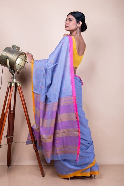 Dhaniakhali Cotton Saree with Ganga Jamuna Borders