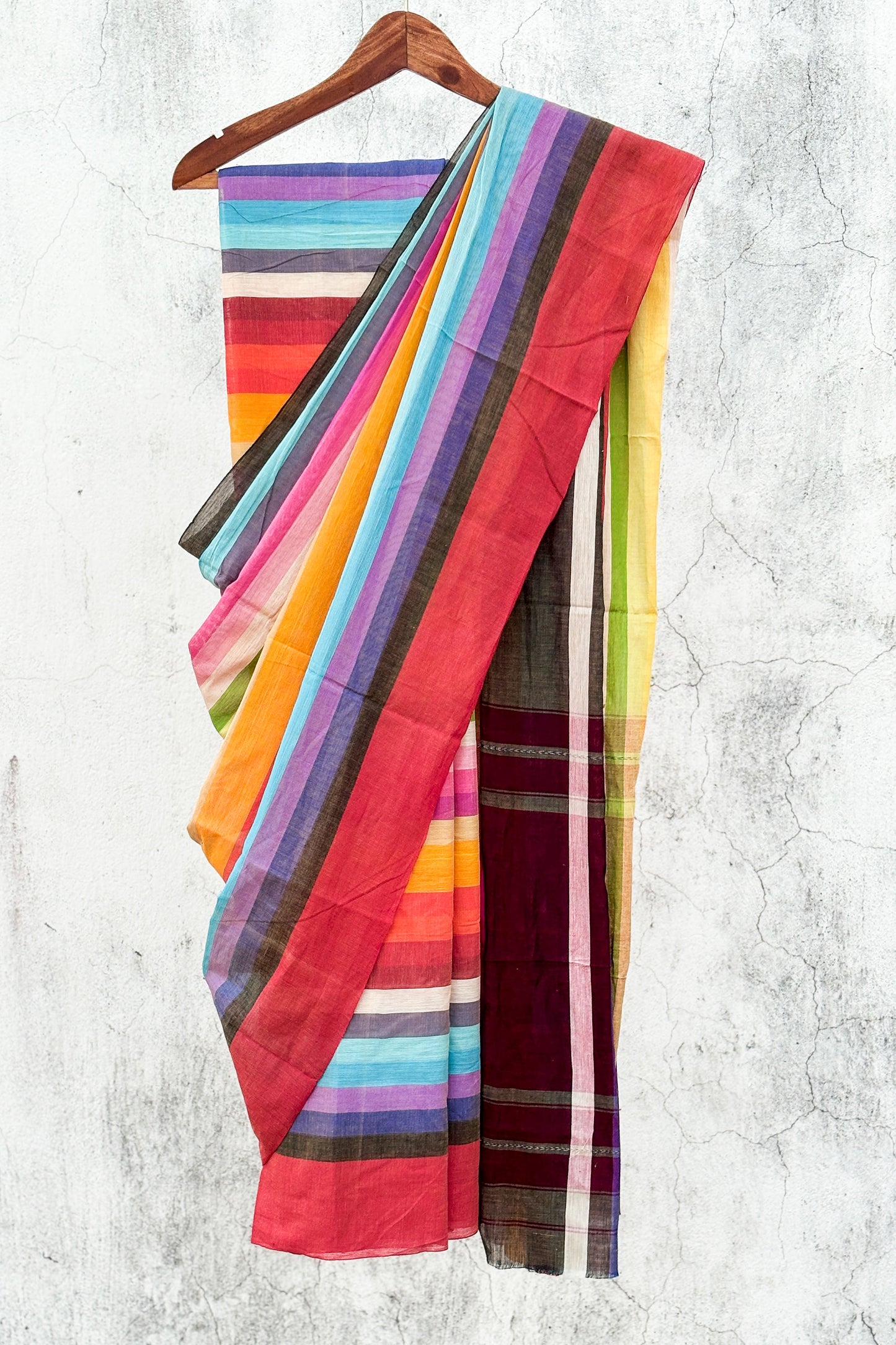 Rainbow Colour Dhaniakhali Cotton Saree