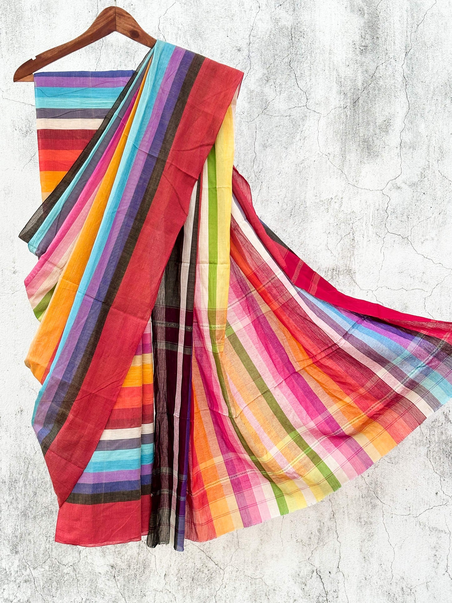 Rainbow Colour Dhaniakhali Cotton Saree