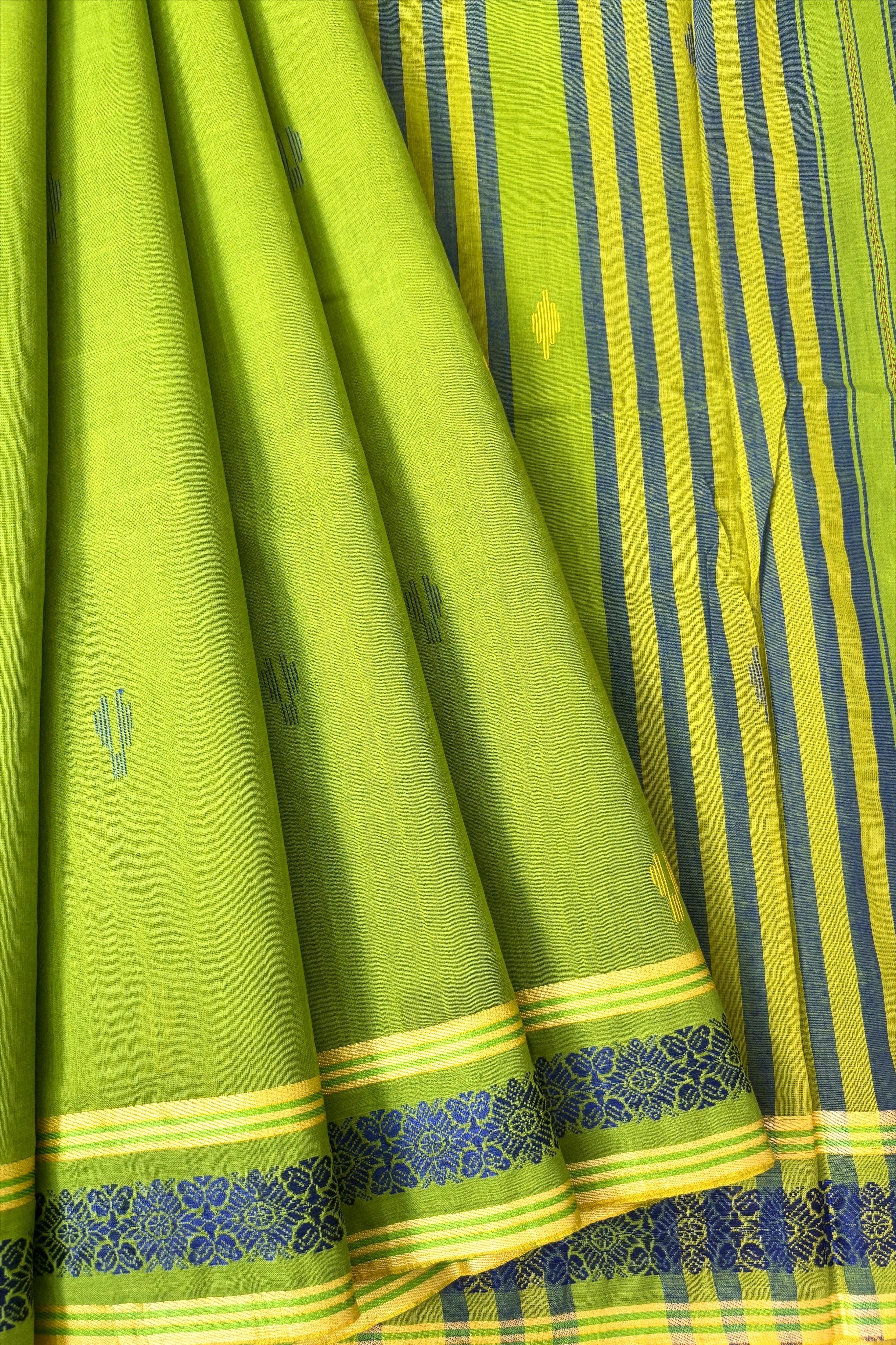 Green Cotton Dhaniakhali Saree