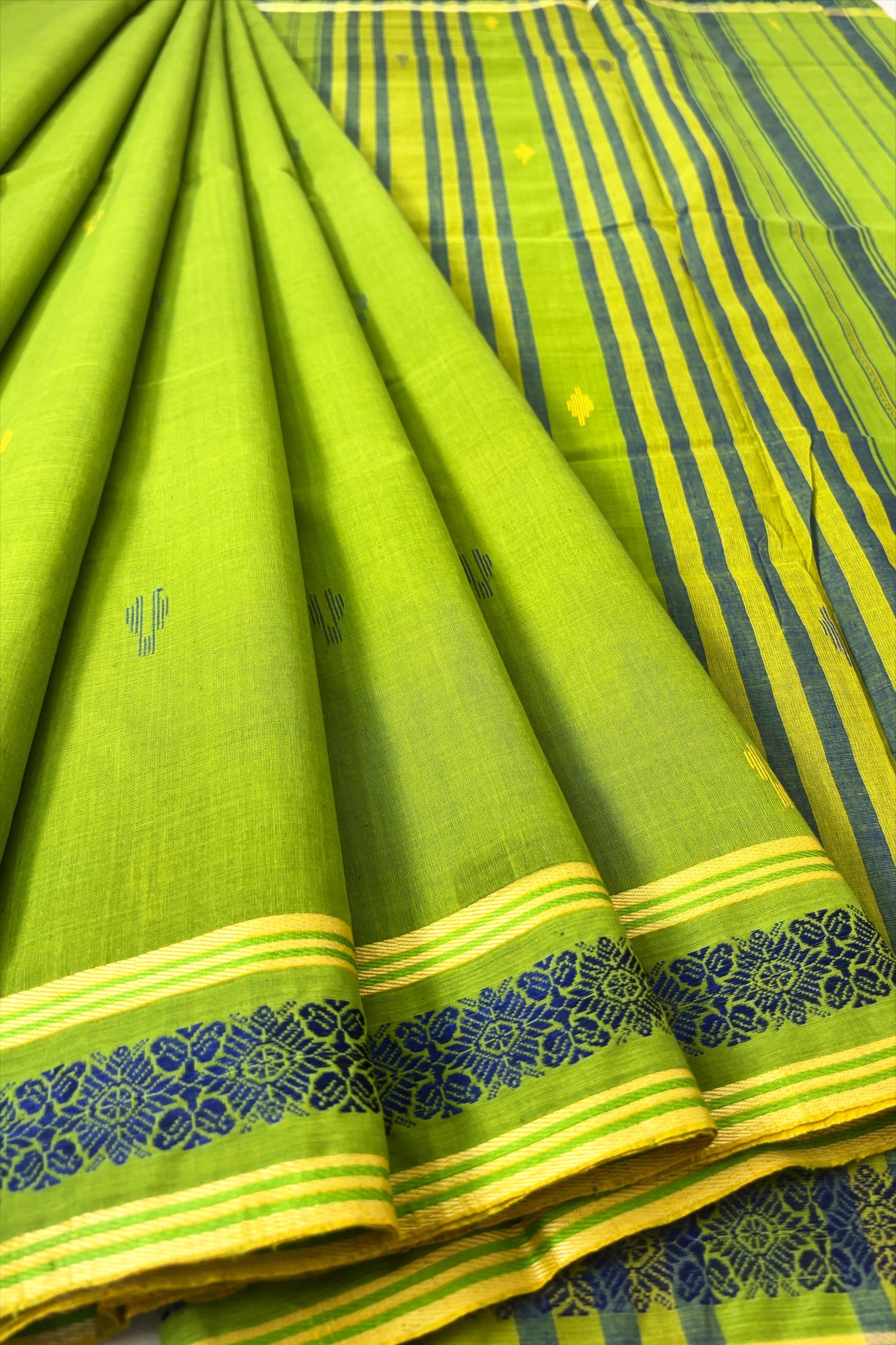 Green Cotton Dhaniakhali Saree
