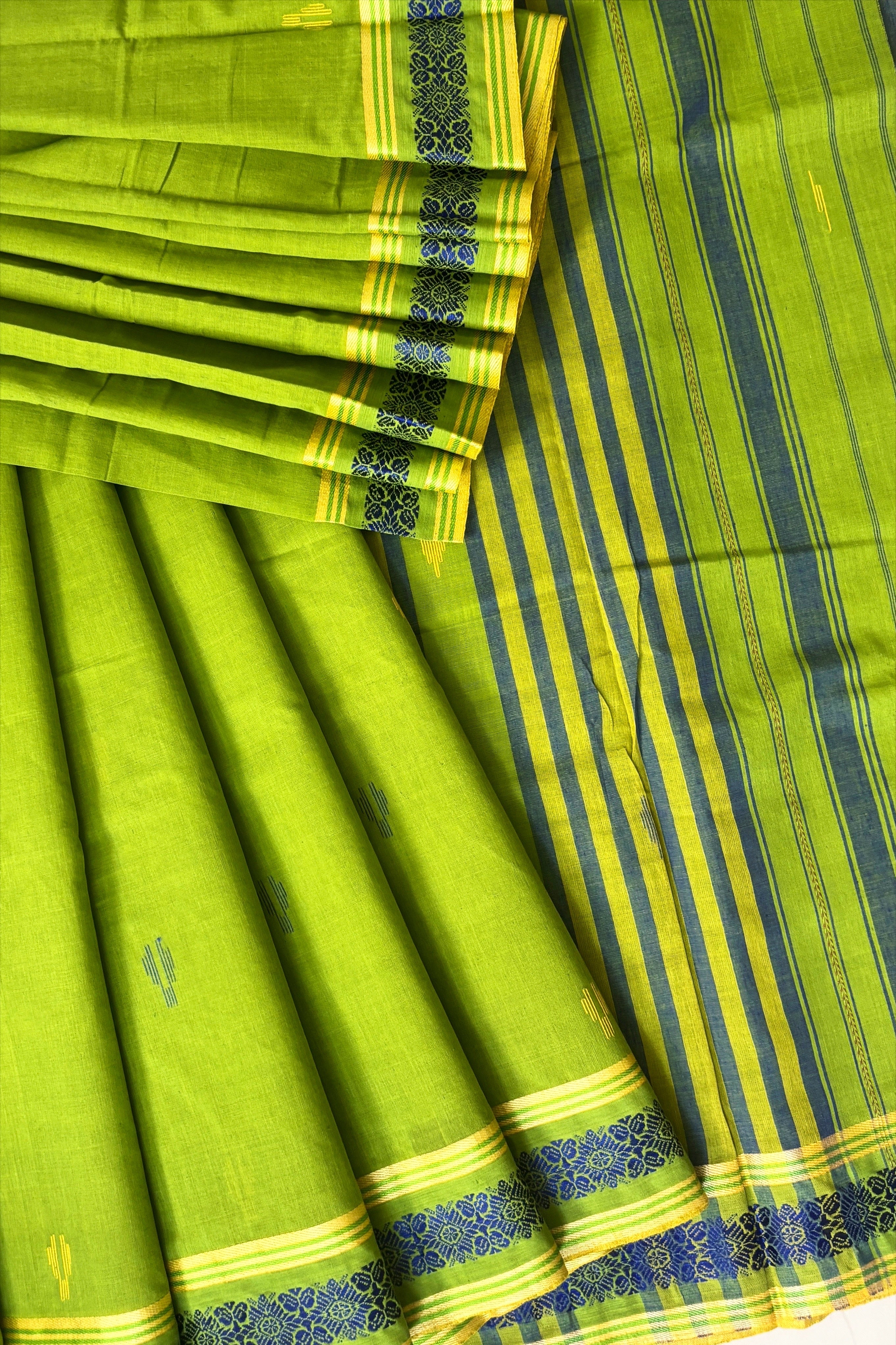 Green Cotton Dhaniakhali Saree