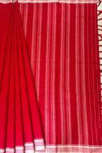 Red Bengal Cotton Saree with White Borders