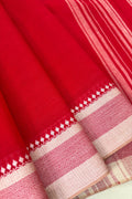 Red Bengal Cotton Saree with White Borders