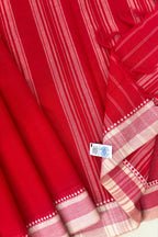 Red Bengal Cotton Saree with White Borders
