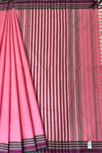 Pink Bengal Cotton Saree with Multicolor Borders